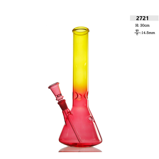 Bong de vidrio H: 30cm rojo/amarillo