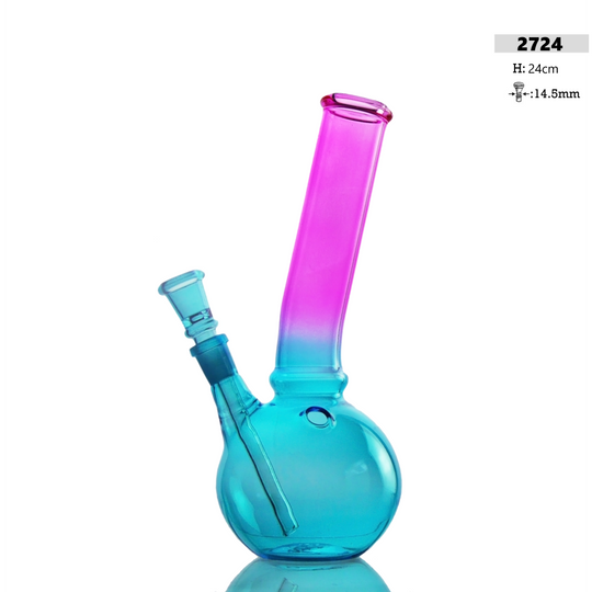 Bong de cristal H: 24cm Color azul/rosa con hielo