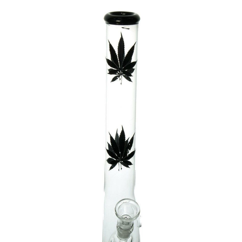 Glas Bong S-Form Black Leafs 42cm