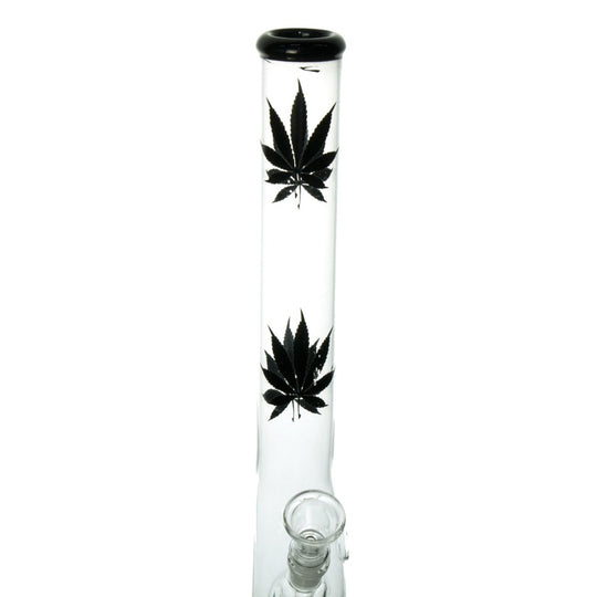 Glass bong S-shape Black Leafs 42cm