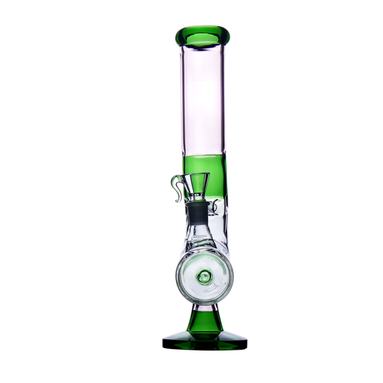 Glass bong green/pink with base 35cm