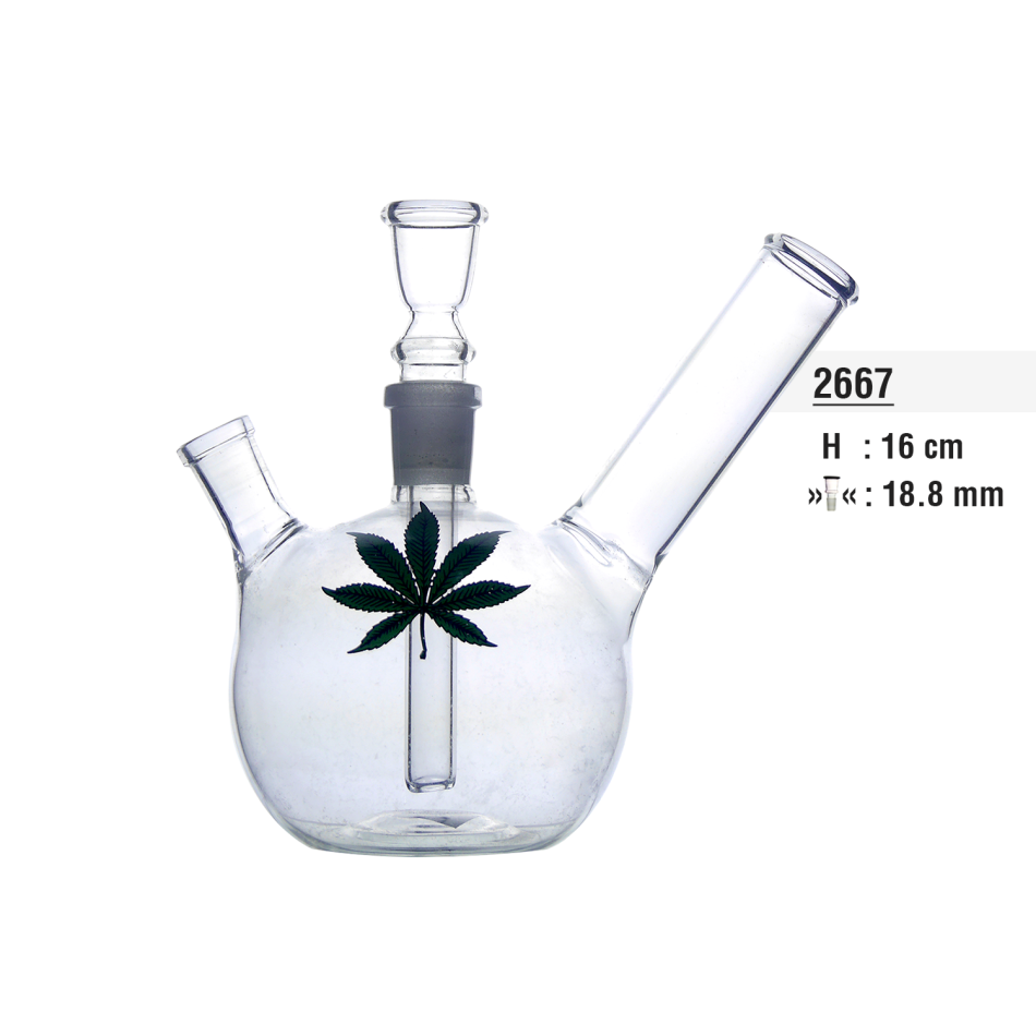 Bong de bola de cristal con orificio para patada larga 16cm