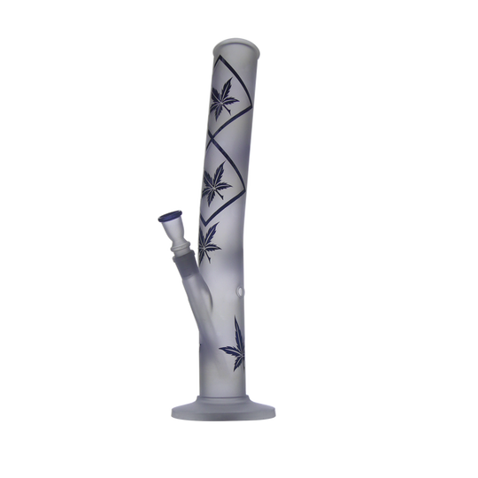 Bong de cristal de 42 cm arenado con hojas negras