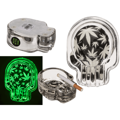 Aschenbecher Totenkopf Cannabis Glow in the Dark